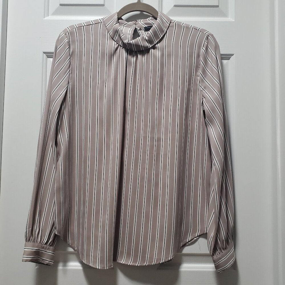 Ann Taylor Striped Long Sleeve Blouse | Small